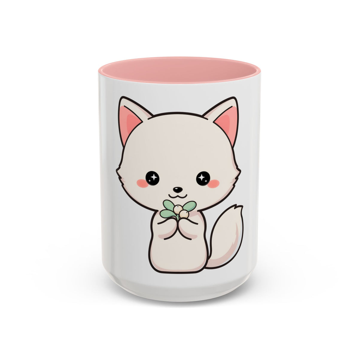 Kawaii Arctic Fox Christmas Accent Coffee Mug