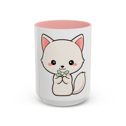 Kawaii Arctic Fox Christmas Accent Coffee Mug