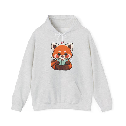 Cute Red Panda Reading Hoodie, Kawaii Book Lover Sweatshirt
