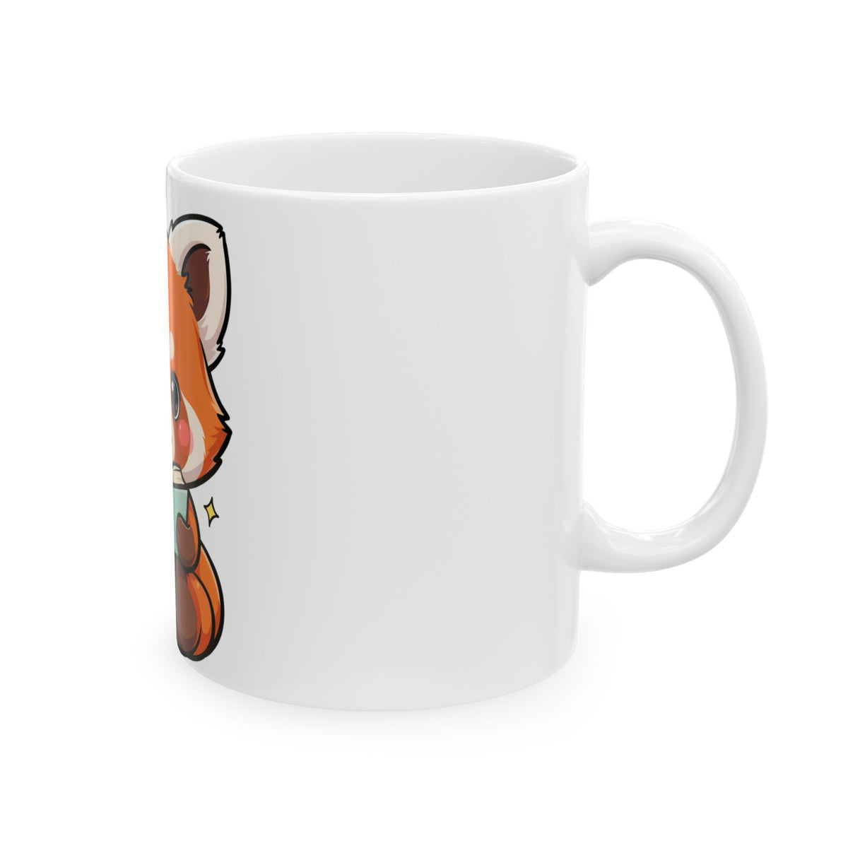 Red Panda Reading Mug, Cute Kawaii Ceramic Coffee Mug