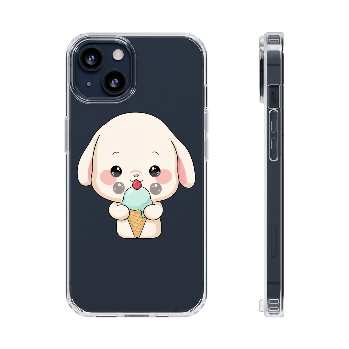 Kawaii Bunny Phone Case, Ice Cream Cutie Clear Case