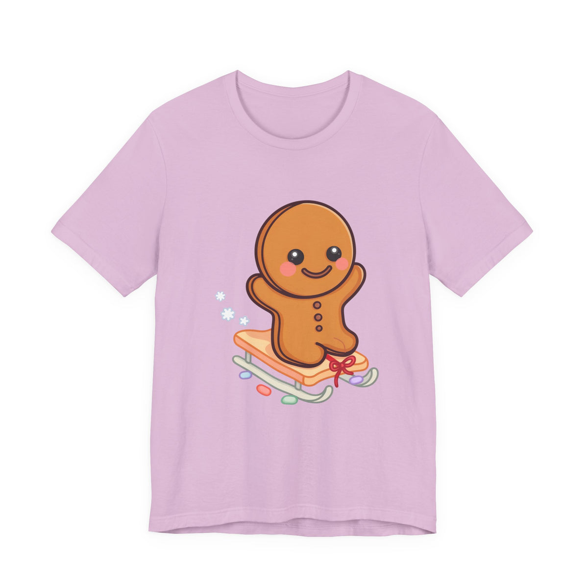Gingerbread Man T-Shirt – Kawaii Holiday Sledding