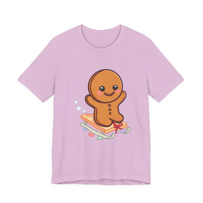 Gingerbread Man T-Shirt – Kawaii Holiday Sledding