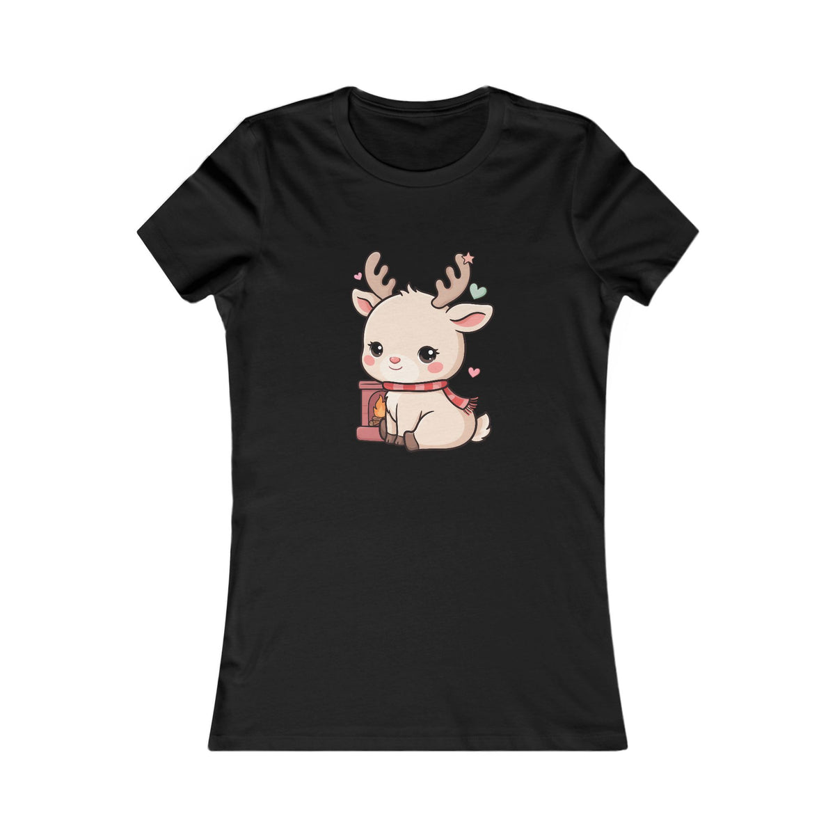 Kawaii Reindeer Women's Tee for Cozy Holiday Fans