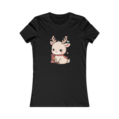 Kawaii Reindeer Women's Tee for Cozy Holiday Fans