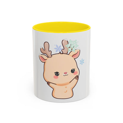 Kawaii Reindeer Accent Coffee Mug for Cozy Winter Sips