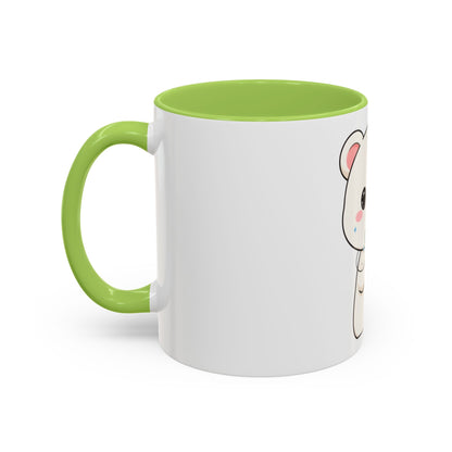 Kawaii Polar Bear Christmas Mug with Mistletoe