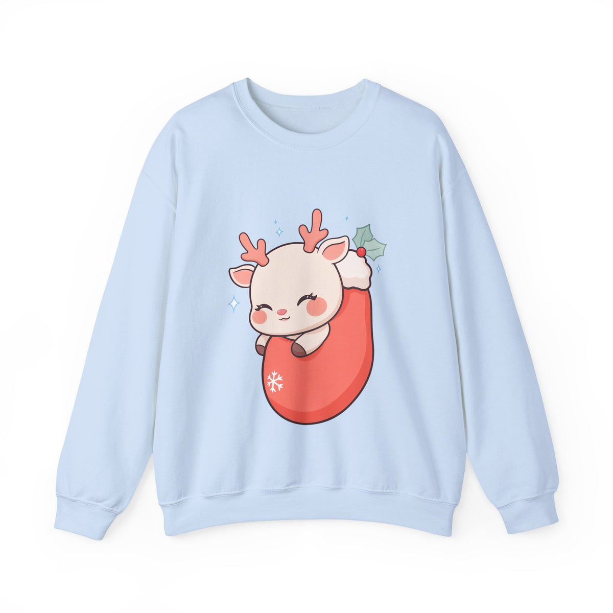Christmas Reindeer Sweatshirt, Kawaii Stocking Holiday Gift
