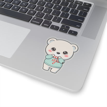 Kawaii Polar Bear Christmas Sticker for Cozy Holiday Cheer