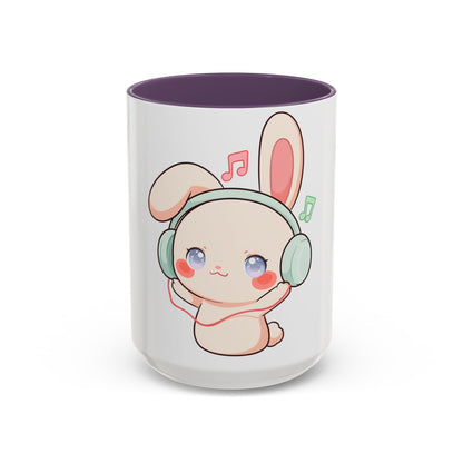 Kawaii Bunny Music Mug, Cute Accent Coffee Mug