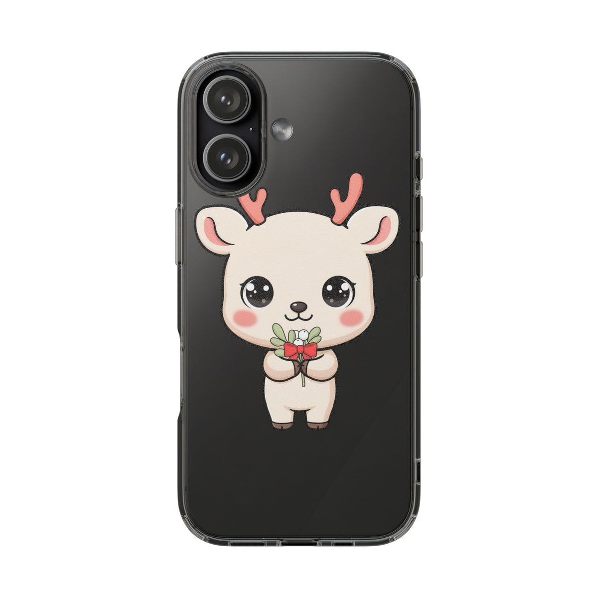 Kawaii Christmas Reindeer Clear Phone Case Gift