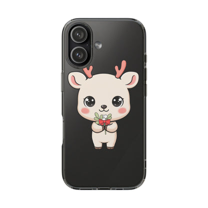 Kawaii Christmas Reindeer Clear Phone Case Gift
