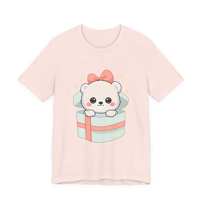 Kawaii Polar Bear Tee, Cute Gift Box Cub Unisex Shirt