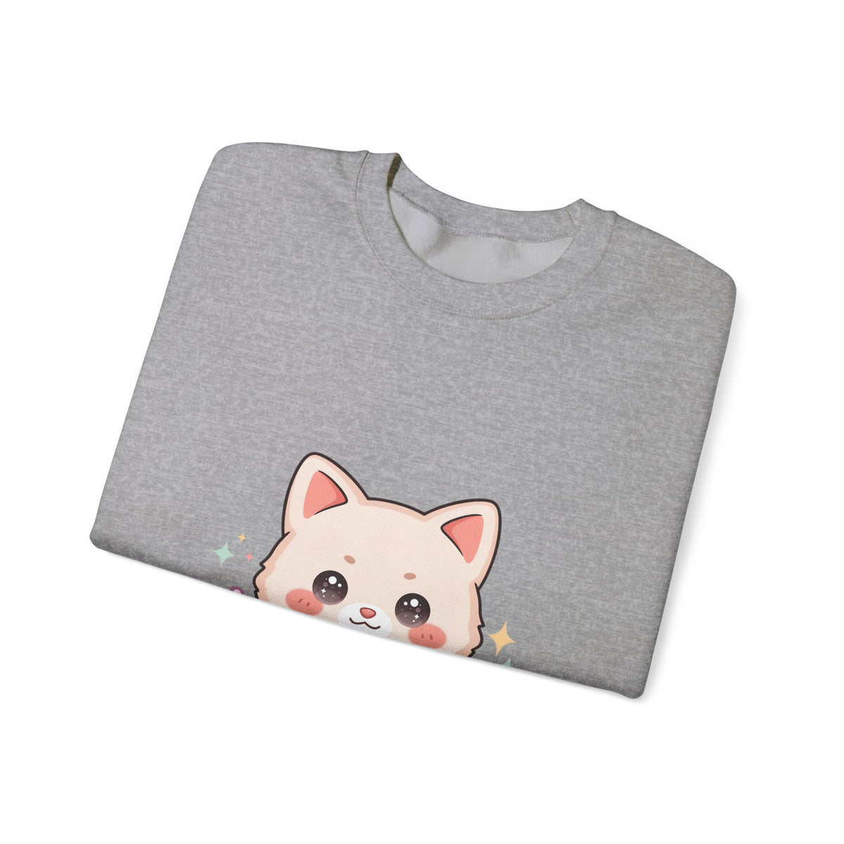 Kawaii Cat Sweatshirt, Cute Crescent Moon Kitten