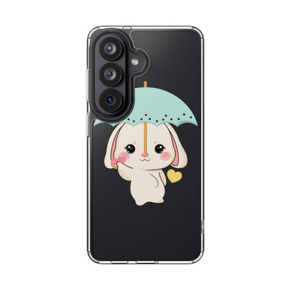 Kawaii Bunny Phone Case with Umbrella | Cute Clear Case