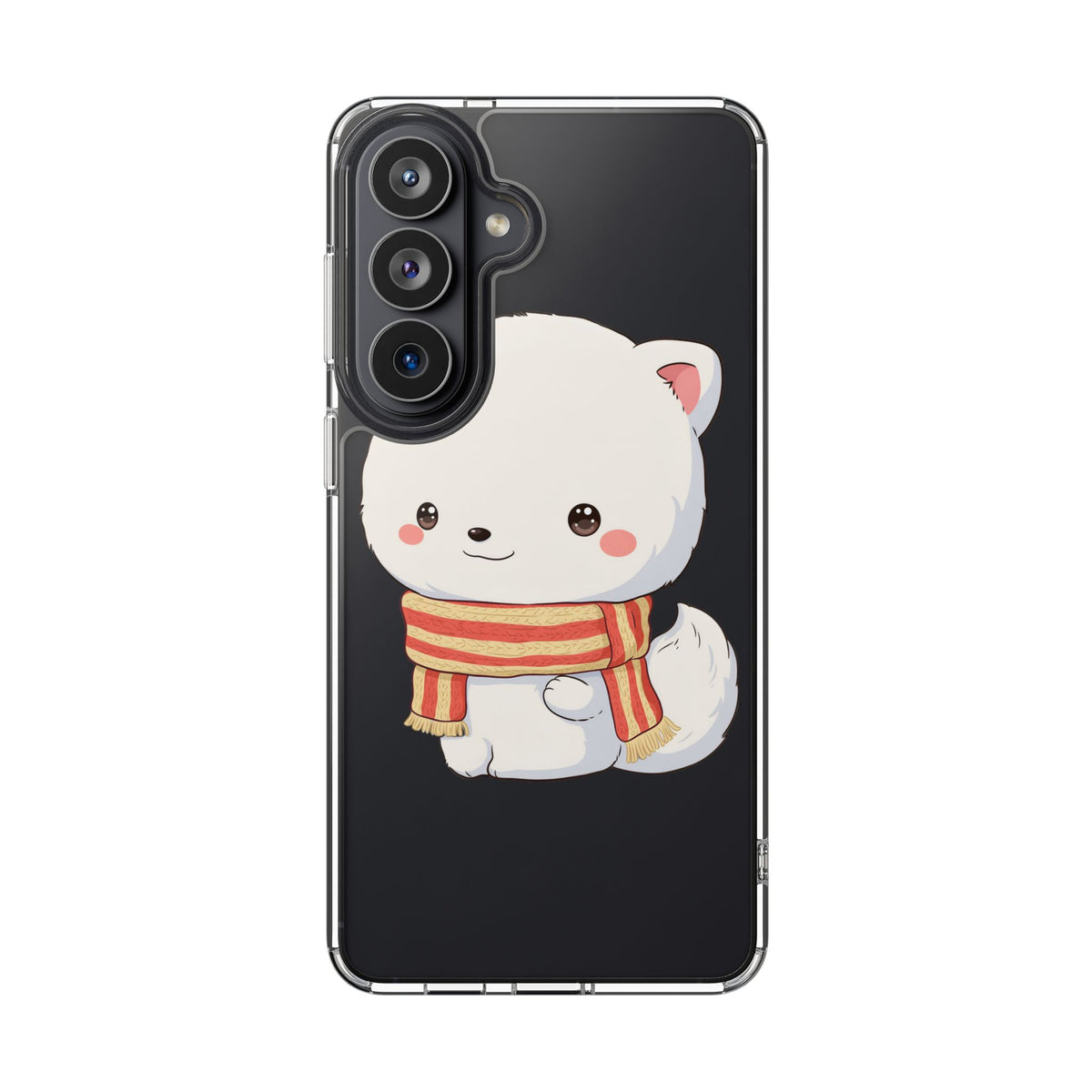 Kawaii Arctic Fox Phone Case, Cozy Christmas Scarf