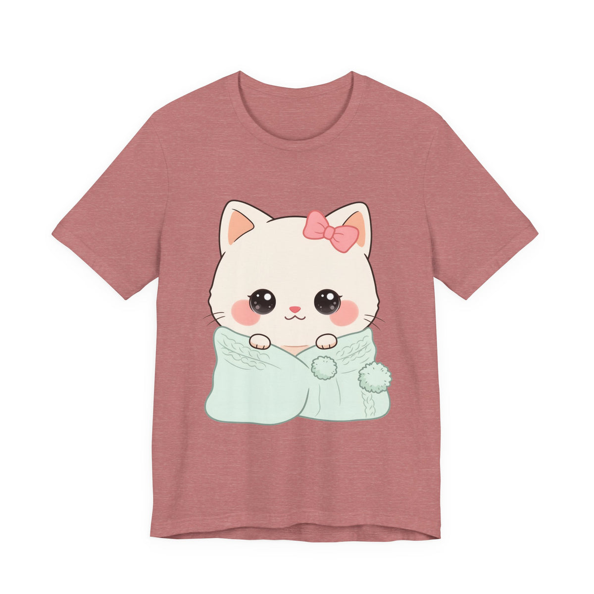 Kawaii Cat T-Shirt, Cozy Blanket Kitty for Cat Lovers