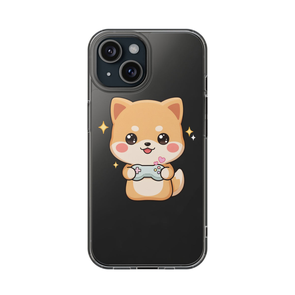 Kawaii Shiba Inu Gamer Phone Case, Clear Impact-Resistant