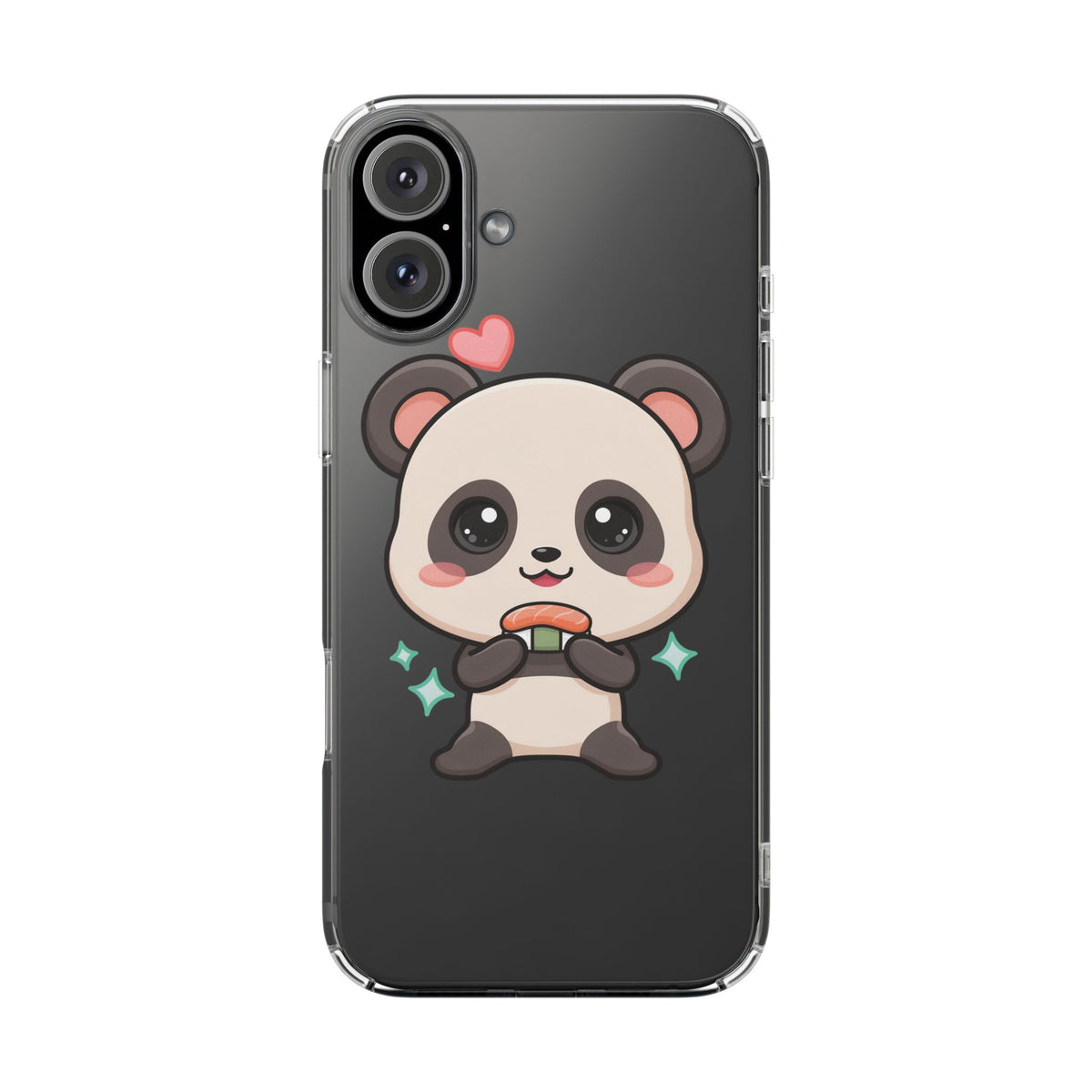 Kawaii Panda Sushi Phone Case, Clear Impact-Resistant Case