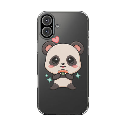 Kawaii Panda Sushi Phone Case, Clear Impact-Resistant Case