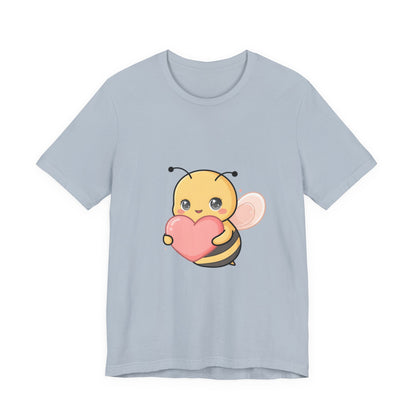 Kawaii Bee T-Shirt: Sweet Heart-Loving Unisex Tee