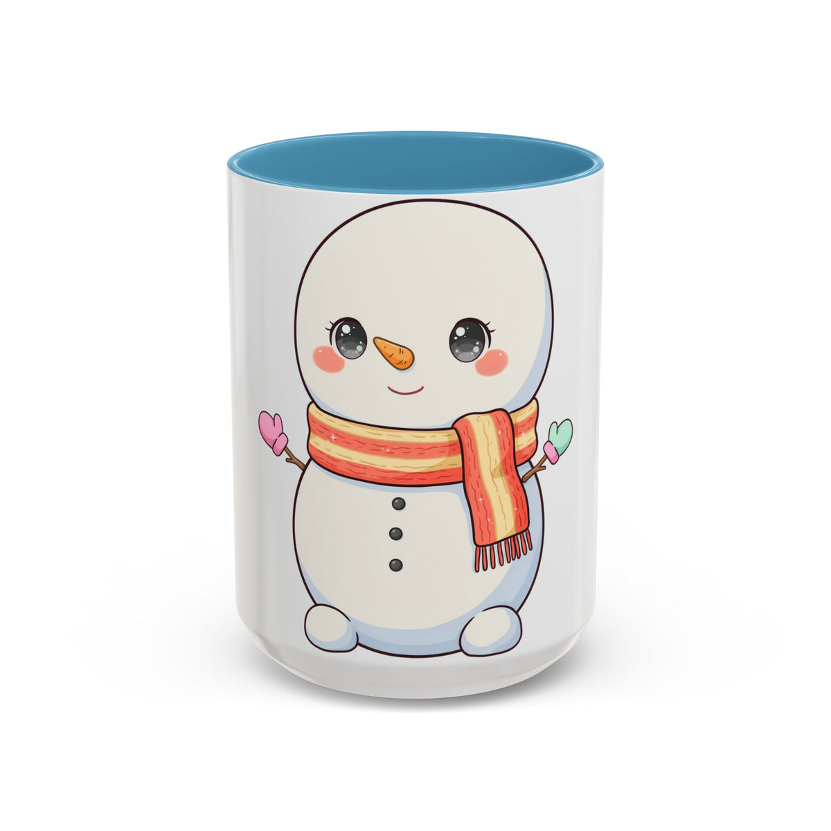 Kawaii Snowman Christmas Mug, Cute Holiday Accent Coffee Mug