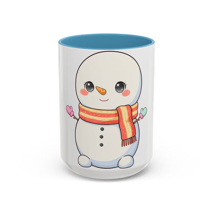 Kawaii Snowman Christmas Mug, Cute Holiday Accent Coffee Mug