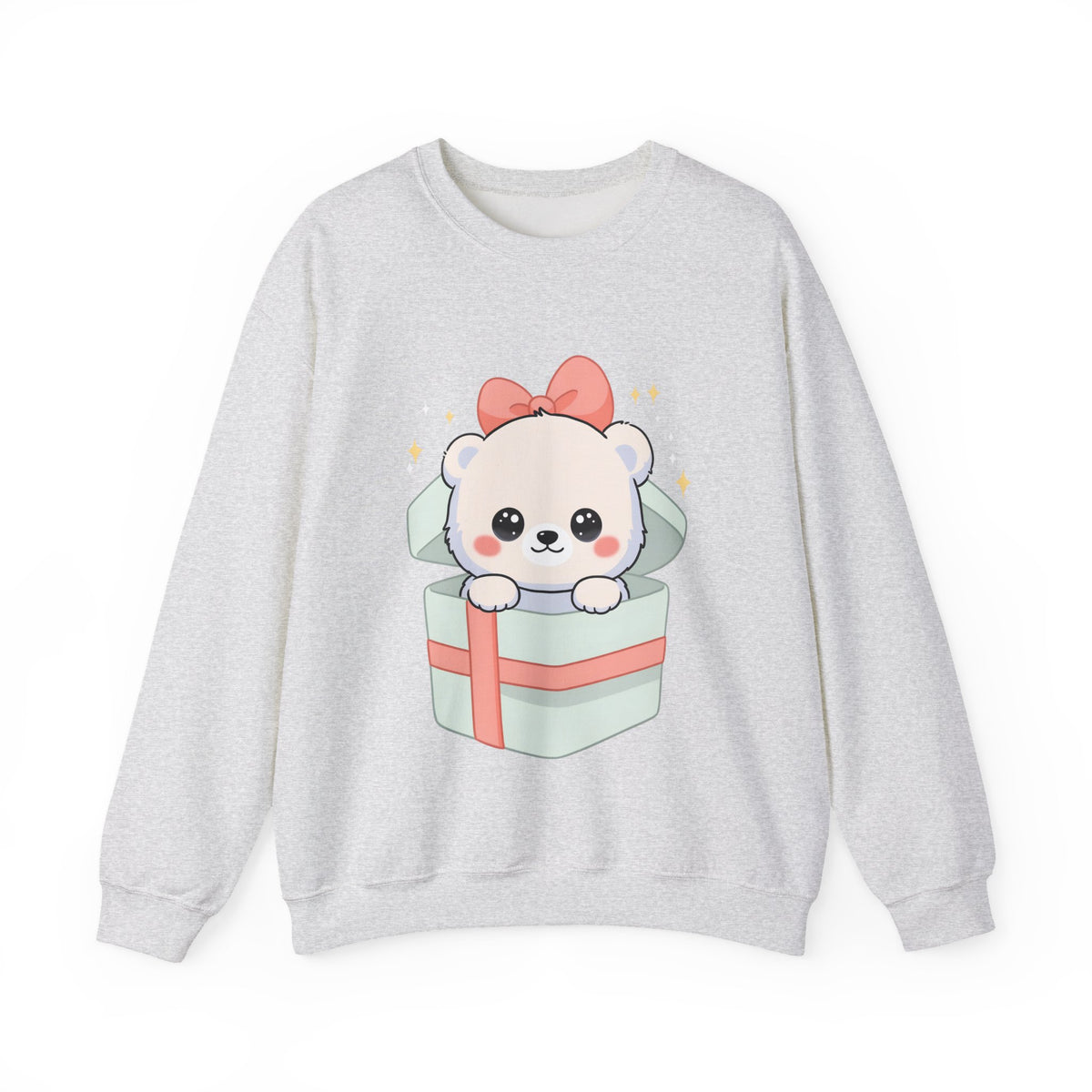 Kawaii Polar Bear Sweatshirt, Cute Gift Box Cub