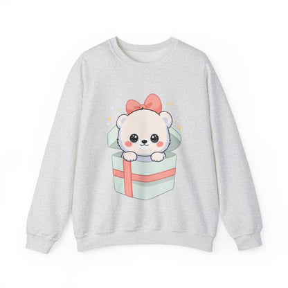 Kawaii Polar Bear Sweatshirt, Cute Gift Box Cub