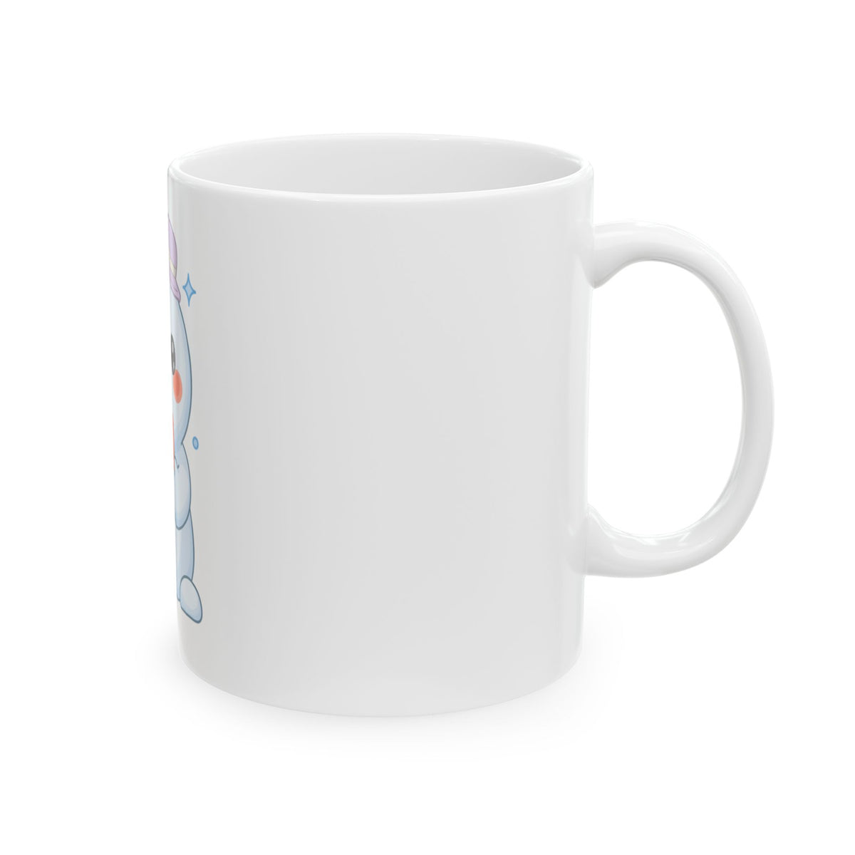 Kawaii Snowman Mug, Cute Holiday Ceramic Coffee Cup