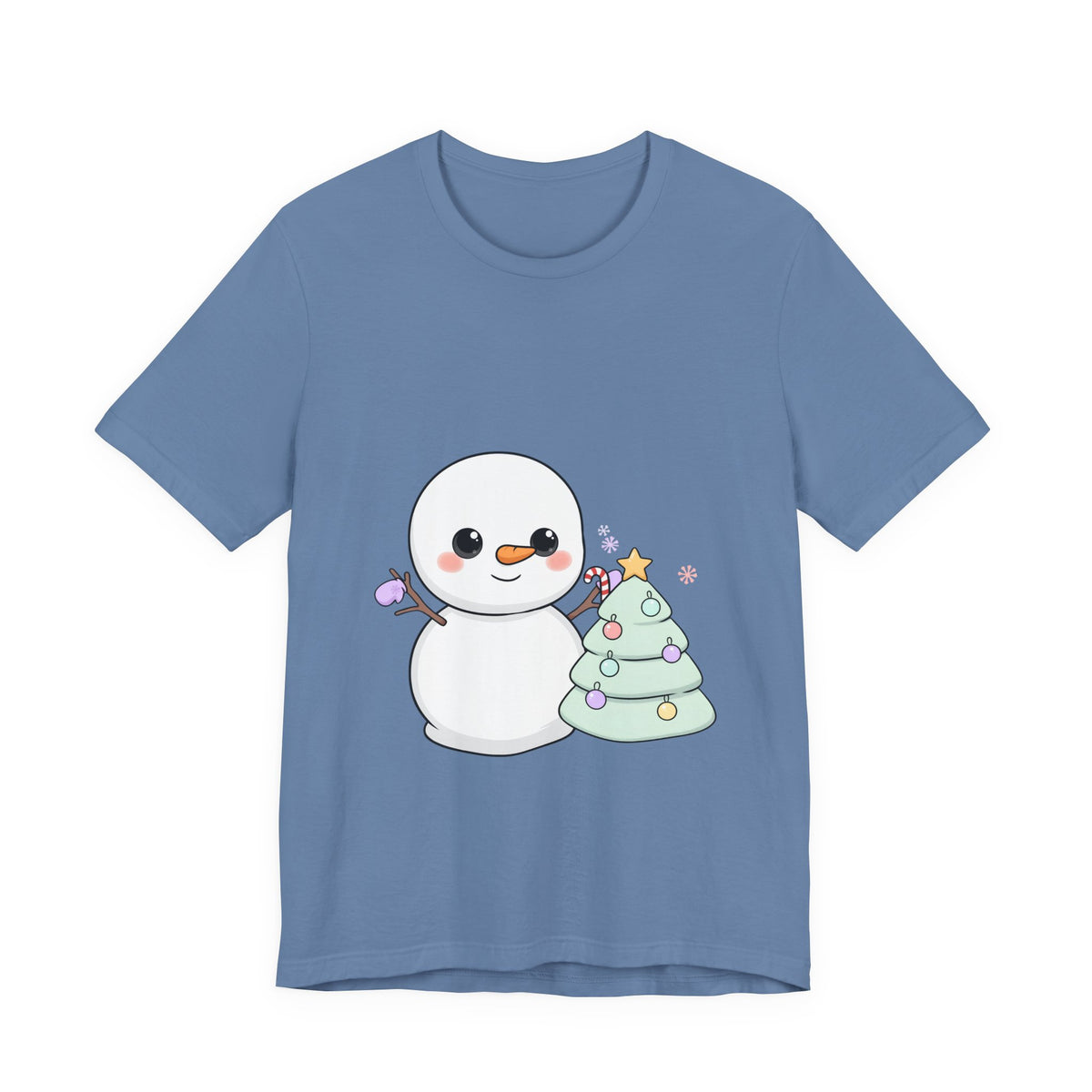 Kawaii Snowman Christmas T-Shirt for Festive Outfits