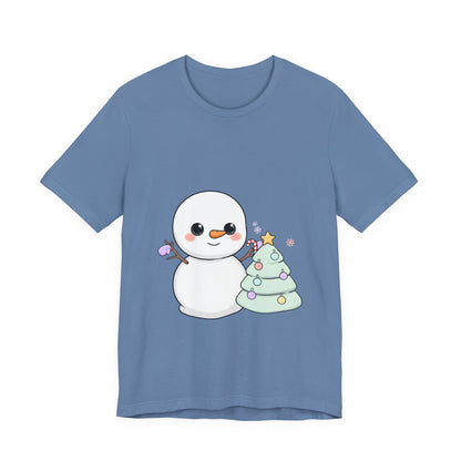 Kawaii Snowman Christmas T-Shirt for Festive Outfits
