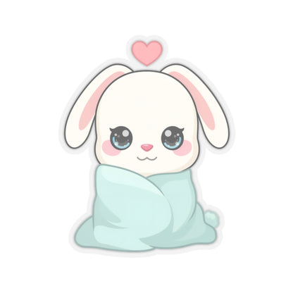 Cozy Bunny Sticker, Kawaii Blanket Buddy