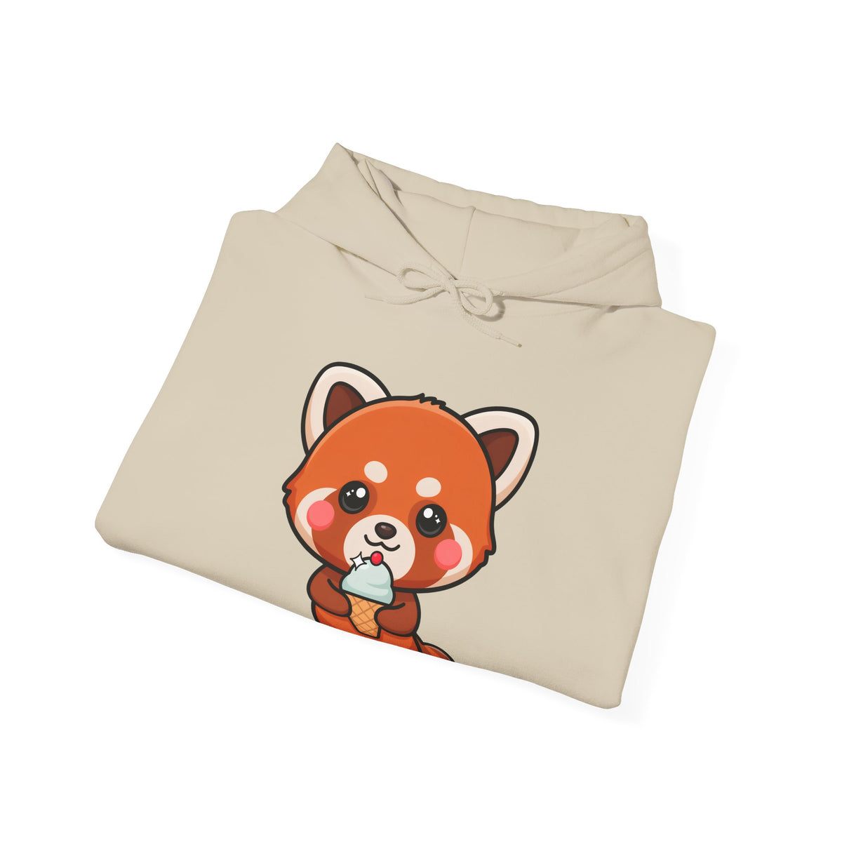 Red Panda Ice Cream Hoodie, Kawaii Animal Sweatshirt