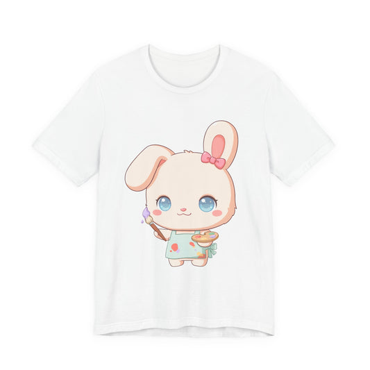 Kawaii Bunny Artist T-Shirt, Cute Painting Rabbit Tee
