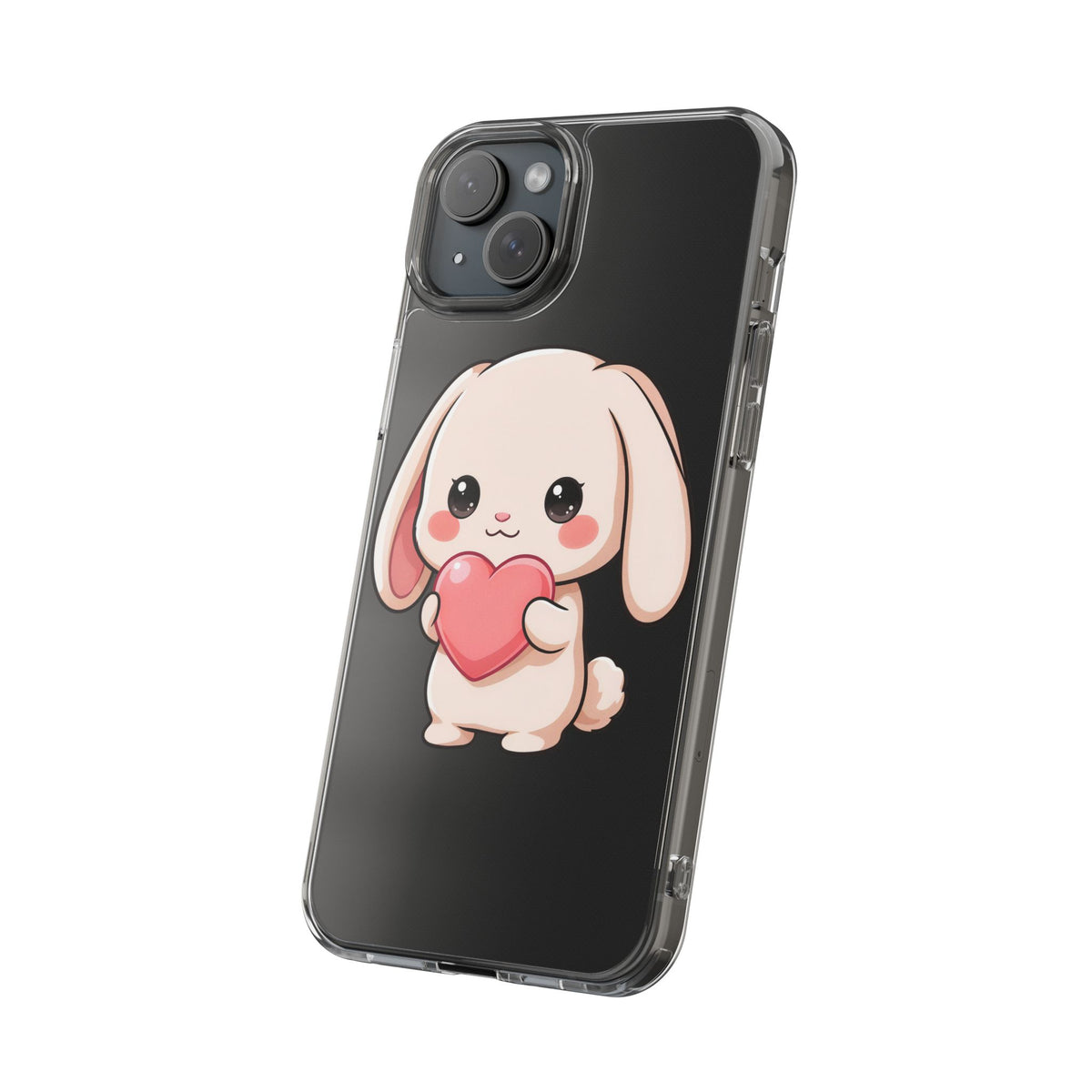 Kawaii Bunny Clear Phone Case with Heart