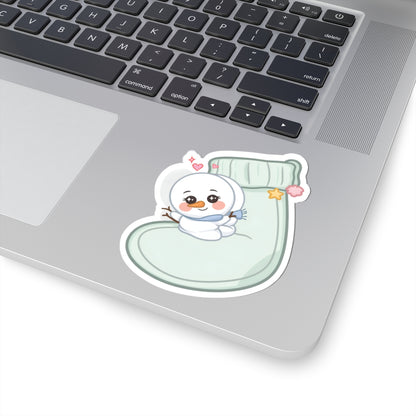Kawaii Snowman Christmas Sticker for Cozy Holiday Cheer