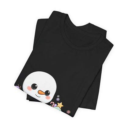 Kawaii Snowman Christmas T-Shirt for Festive Outfits