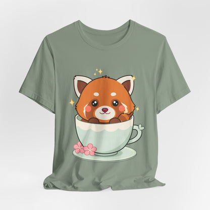 Kawaii Red Panda T-Shirt, Cute Tea Lover Gift