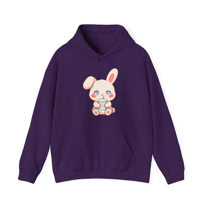 Kawaii Bunny Latte Hoodie, Cute Coffee Lover Sweatshirt