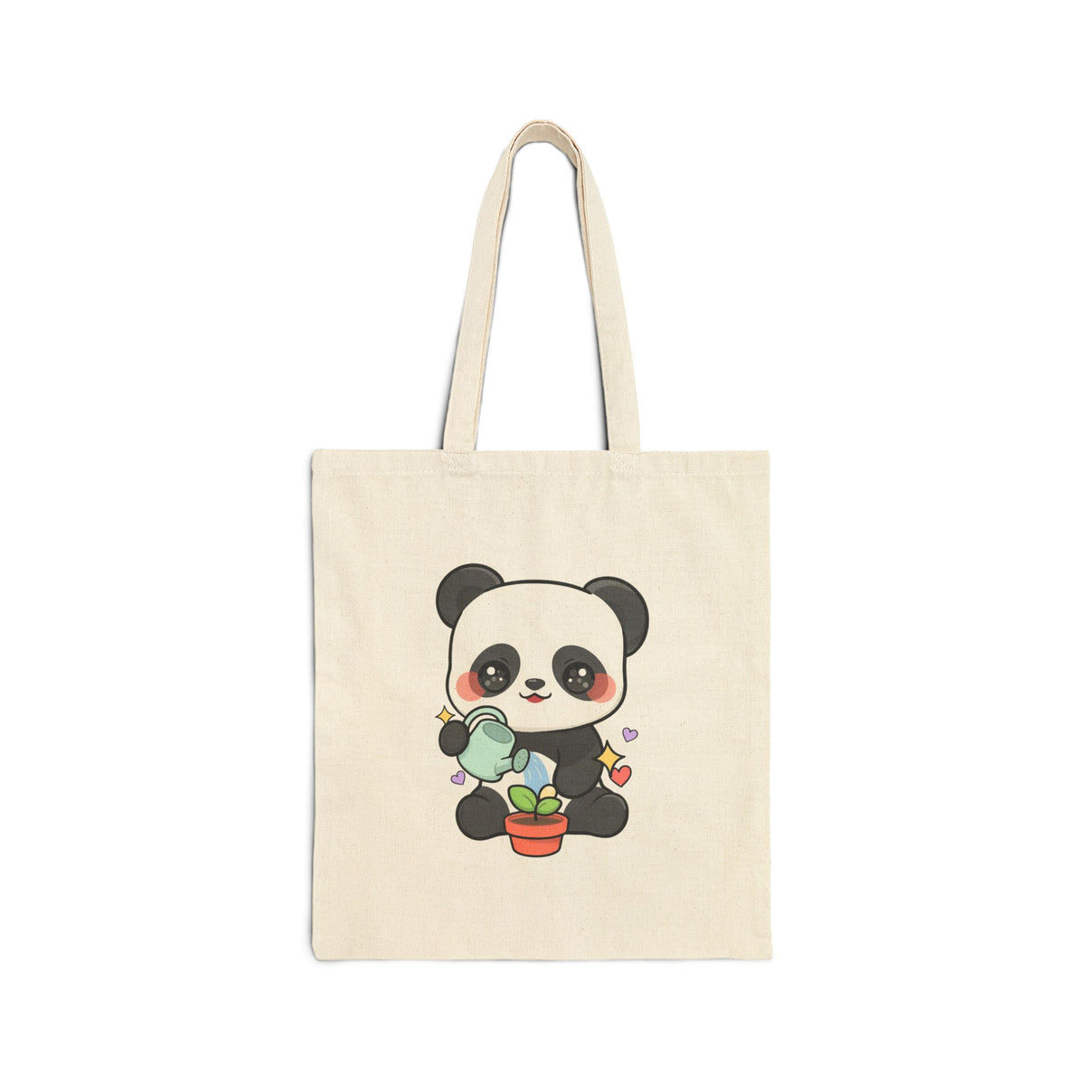 Kawaii Panda Cotton Canvas Tote Bag for Plant Lovers
