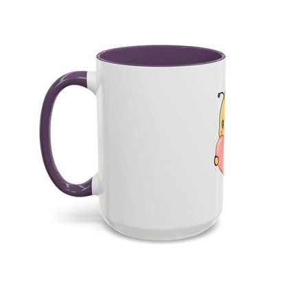 Kawaii Bee Accent Coffee Mug with Pink Heart
