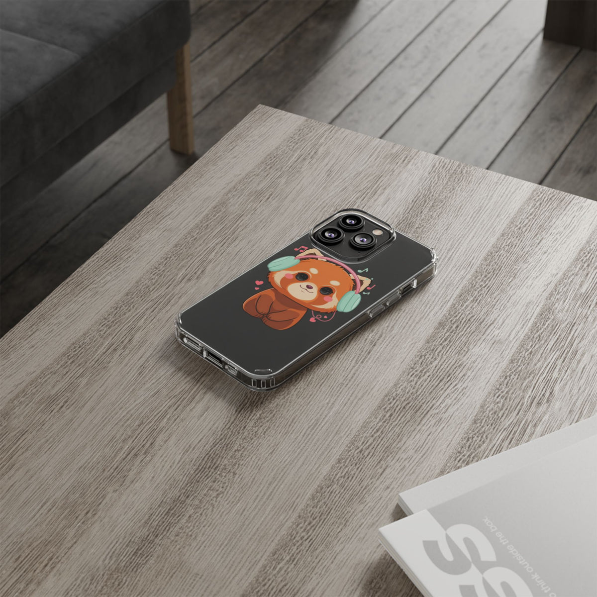 Red Panda Phone Case, Kawaii Music Lover Clear Case