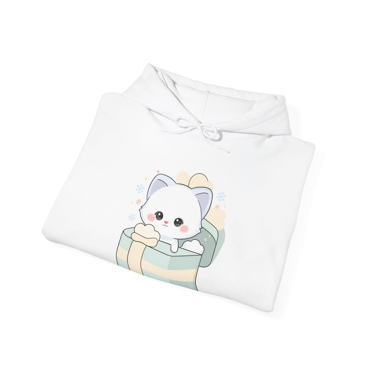 Kawaii Arctic Fox Hoodie, Cute Gift Box Sweatshirt