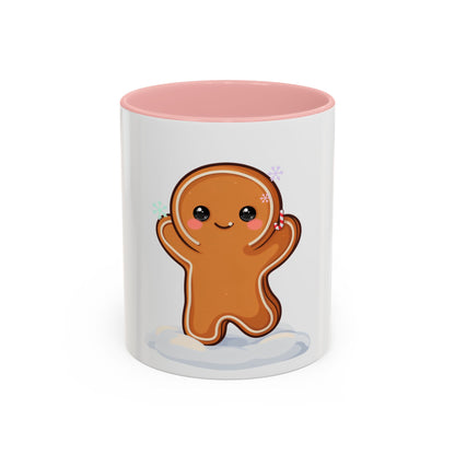 Kawaii Gingerbread Man Accent Coffee Mug for Winter Cheer