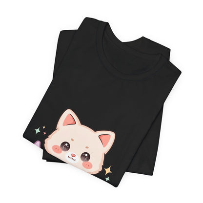 Kawaii Cat Moon T-Shirt for Cozy Night Owls
