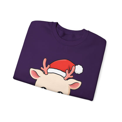 Kawaii Reindeer Christmas Sweatshirt, Cute Holiday Crewneck