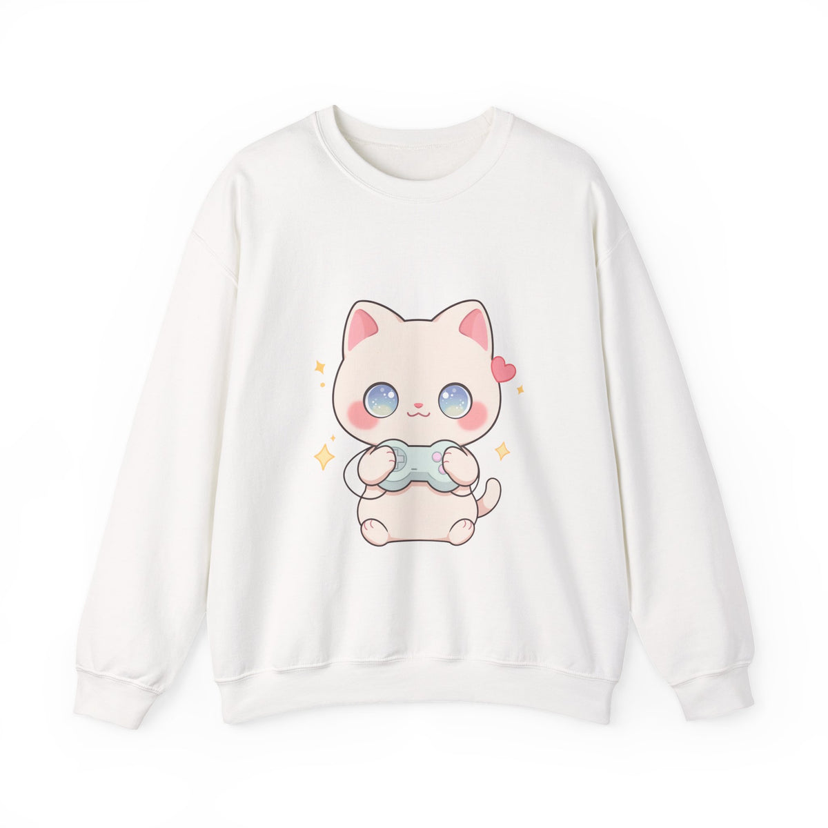 Kawaii Gamer Cat Sweatshirt for Cozy Gaming Nights