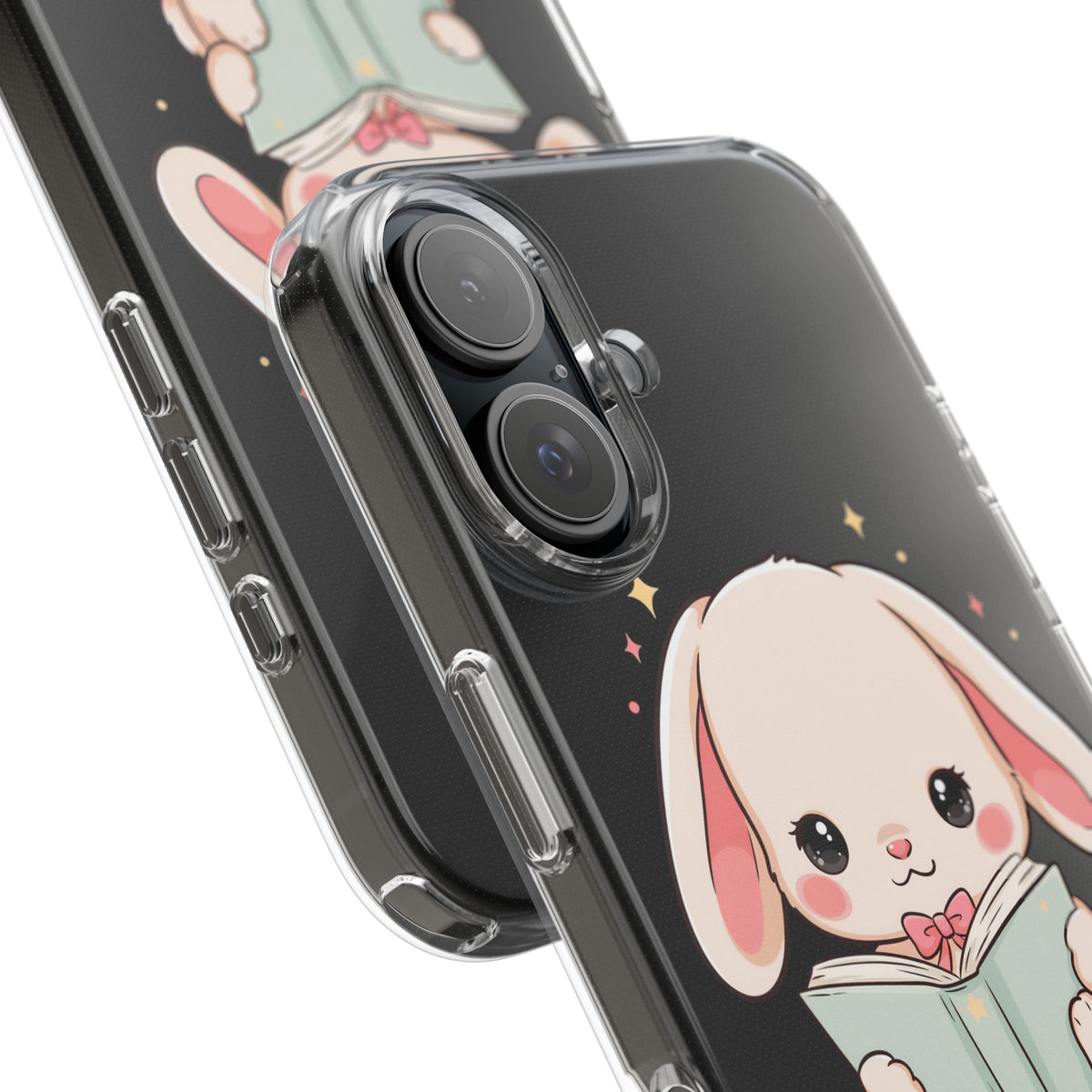 Kawaii Reading Bunny Clear Impact-Resistant Case
