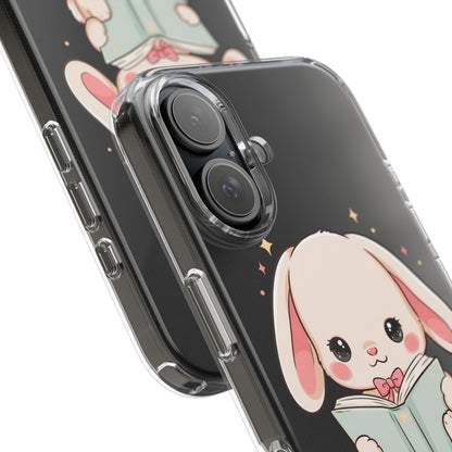 Kawaii Reading Bunny Clear Impact-Resistant Case